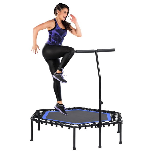 Trampolina Fitness do Skoków Ø 90 cm Składana Regulowana CZARNA