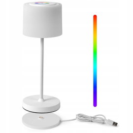 WOWDSGN lampa LED stołowa bezprzewodowa RGB dotykowa ściemniana IP44 biały
