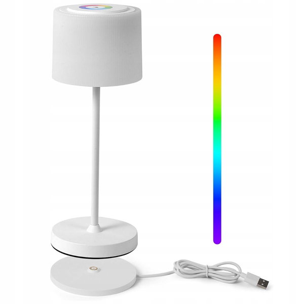 WOWDSGN lampa LED stołowa bezprzewodowa RGB dotykowa ściemniana IP44 biały