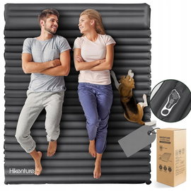 Podwójna mata karimata Wbudowana Pompka 200x140x10cm lekka 2 osoby SZARA