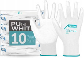 Rękawice robocze ACE Pure White - 10 par ochrona precyzja EN 388/21420-07/S