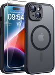 Zestaw 3w1 Etui czarne Plecki do iPhone 14 z Magsafe 1x szkło ochronne
