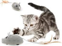Interaktywne Zabawki Dla kotów Elektryczna Mysz WHDPETS z Piórem, USB