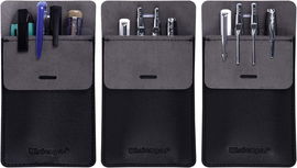 3x Eleganckie Etui na Długopisy, Wytrzymała Skóra Ekologiczna PU, czarne