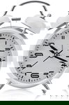 Budzik Retro GLAITC z Podświetleniem - Alarm, Zasilanie Bateryjne, Biały