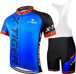 X-TIGER Męski Kombinezon Rowerowy z Krótkim Rękawem Spodenki z Szelkami L