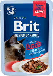 MOKRA KARMA DLA KOTA BRIT POUCH CAT GRAVY STERILISED FILETY  JAGNIĘCINA 85g