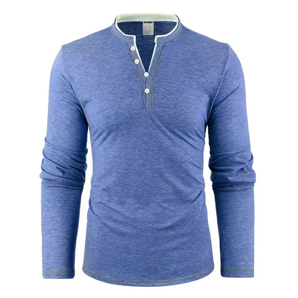 M T-SHIRT NIEBIESKA KOSZULKA BLUZA LONGSLEEVE MODNY PAN DOPASOWANA BAWEŁNA