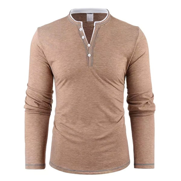 XL T-SHIRT KHAKI KOSZULKA BLUZA LONGSLEEVE MODNY PAN DOPASOWANA BAWEŁNA