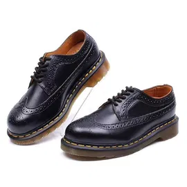 38 PÓŁBUTY GLANY KLASYCZNE OKSFORDKI MARTENSY UNISEX SKÓRZANE CZARNE GOTYCKIE