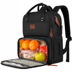 Matein Plecak Na Laptop Miejski Szkolny Lunch Bag z komorą termo 17" Czarny
