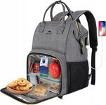 Damski Plecak Na Laptopa Biznesowy Szkolny Lunch Bag Izolowany 17" Szary