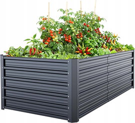 Ohuhu Metalowa podwyższona grządka doniczka ogrodowa 180 x 90 x 60 cm