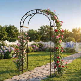 PERGOLA OGRODOWA WESELNA METALOWA CZARNA DO RÓŻ PNĄCZY ŁUK STELAŻ 214 CM