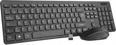 Rii RK200 Zestaw bezprzewodowy klawiatura + myszka USB 2.4G Czarny Układ DE