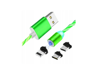 Kabel USB Magnetyczny 3-w-1 Świecący 2 metry 2,4A ZIELONY