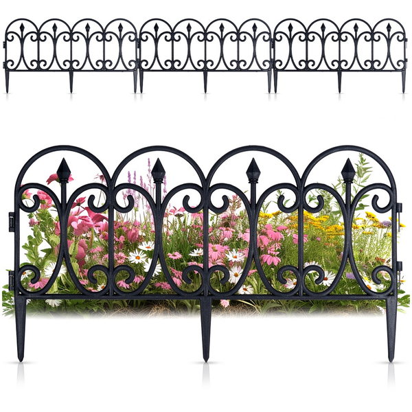 4x Płotek Ogrodowy Plastikowy Czarny Border Palisada Obrzeże Trawnik 240 cm