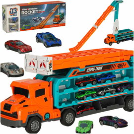 Tor Wyścigowy Laweta Transporter 2w1 Samochody dla Dzieci 6 Autek Zestaw