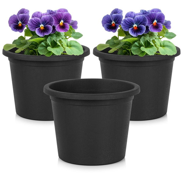 3x Doniczka Ogrodowa Plastikowa Czarna na Rośliny Kwiatki Zioła 14,5x11 cm
