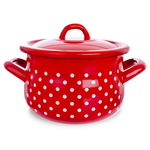 Garnek Stalowy Emaliowany z Pokrywką do Gotowania Tradycyjny 16 cm 2,3L