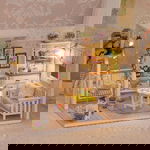 DIY Miniaturowy Domek dla Lalek Drewniany Model 3D do Złożenia Dom LED