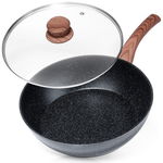 Patelnia Granitowa do Smażenia Duszenia Głęboka z Pokrywką 28 cm