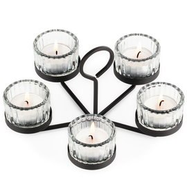 Świecznik Metalowy Czarny Stojak na Świeczki Tealight Stół Dekoracyjny
