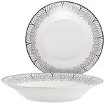 Talerz Obiadowy Duży Głęboki na Zupę Ceramiczny Maya Biały Czarny 700 ml