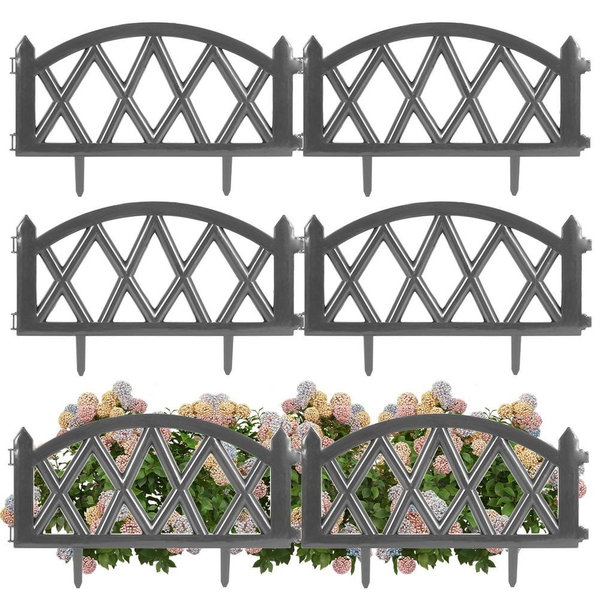 6x Płotek Ogrodowy Plastikowy Szary Border Palisada Obrzeże Trawnik 3m