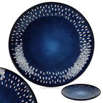 Talerz Obiadowy Duży Płytki Płaski na Obiad Ceramiczny Granatowy 28 cm