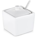 Cukierniczka Porcelanowa Cukiernica Biała z Pokrywką Pojemnik na Cukier