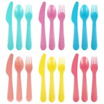 18x Sztućce Plastikowe Wielorazowe Turystyczne Piknikowe Zestaw Sztućców