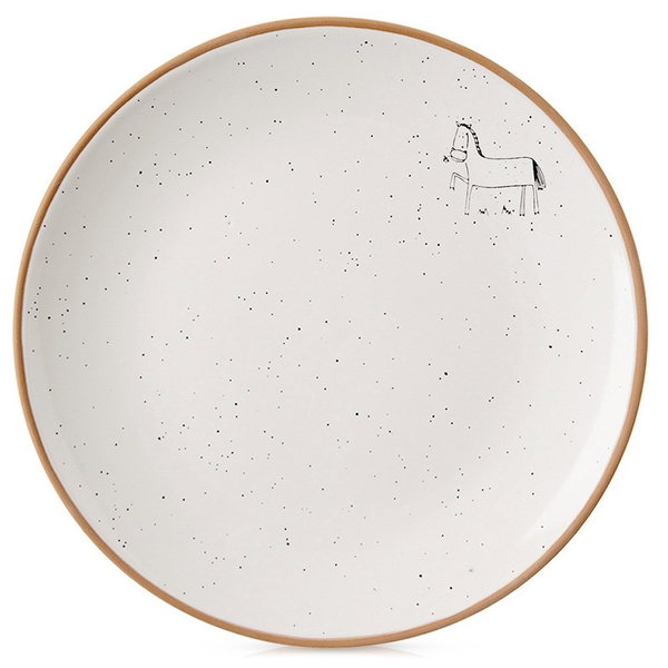 Talerz Deserowy Płytki Mały na Ciasto Deser Ceramiczny Beżowy Kremowy 20 cm