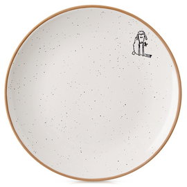 Talerz Deserowy Płytki Mały na Ciasto Deser Ceramiczny Beżowy Kremowy 20 cm