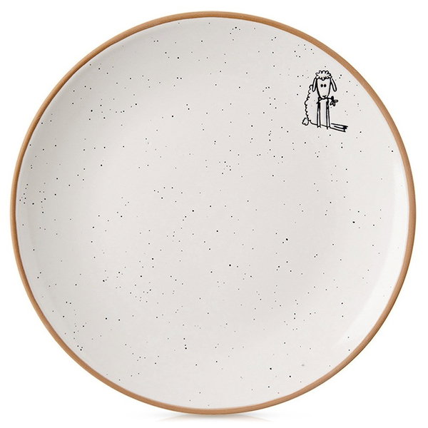 Talerz Deserowy Płytki Mały na Ciasto Deser Ceramiczny Beżowy Kremowy 20 cm