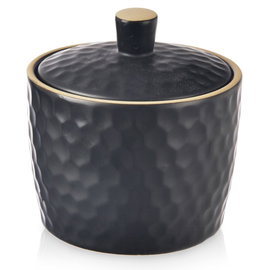 Cukierniczka Ceramiczna Czarna Cukiernica Pojemnik na Cukier z Pokrywką