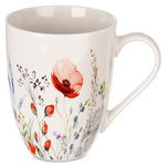 Kubek Porcelanowy do Picia Kawy Herbaty Ziół Napojów Kwiaty Maki 360 ml