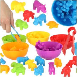 Sorter Montessori Zwierzątka Edukacyjne do Nauki Liczenia Kolorów 36 el.