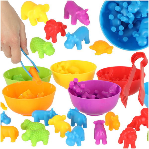 Sorter Montessori Zwierzątka Edukacyjne do Nauki Liczenia Kolorów 36 el.