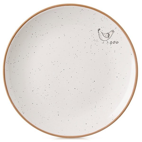 Talerz Deserowy Płytki Mały na Ciasto Deser Ceramiczny Beżowy Kremowy 20 cm