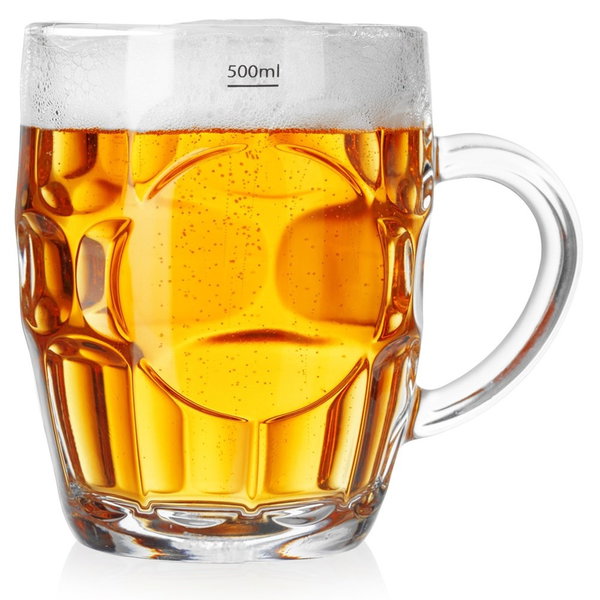 Kufel do Piwa Duży Szklany Szklanka z Uchwytem z Grubego Szkła 500 ml 0,5L