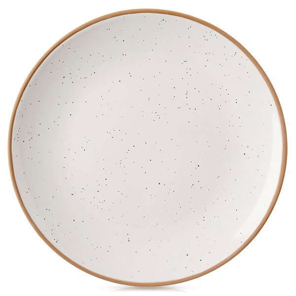 Talerz Deserowy Płytki Mały na Ciasto Deser Ceramiczny Beżowy Kremowy 20 cm