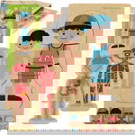 Puzzle Drewniane Warstwowe Budowa Ciała Montessori Chłopiec 28 Elementów