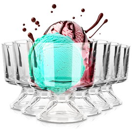 6x Pucharki Szklane na Nóżce do Lodów Deserów na Lody Desery 290 ml