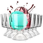 6x Pucharki Szklane na Nóżce do Lodów Deserów na Lody Desery 290 ml