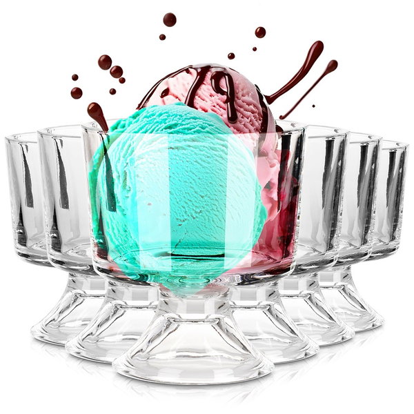 6x Pucharki Szklane na Nóżce do Lodów Deserów na Lody Desery 290 ml