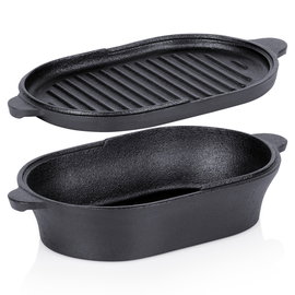 Brytfanna Żeliwna Brytfanka Garnek Naczynie do Pieczenia Patelnia Grill 2w1
