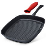Patelnia Żeliwna Grillowa Kwadratowa do Grillowania Mięsa Ryby Warzyw 24 cm