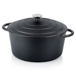 Garnek Żeliwny z Pokrywką Kociołek Brytfanka Brytfanna Okrągła 26 cm 5L