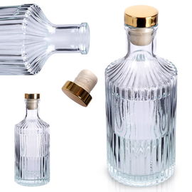Butelka Szklana Ozdobna ze Złotym Korkiem na Sok Nalewkę Alkohol 250 ml